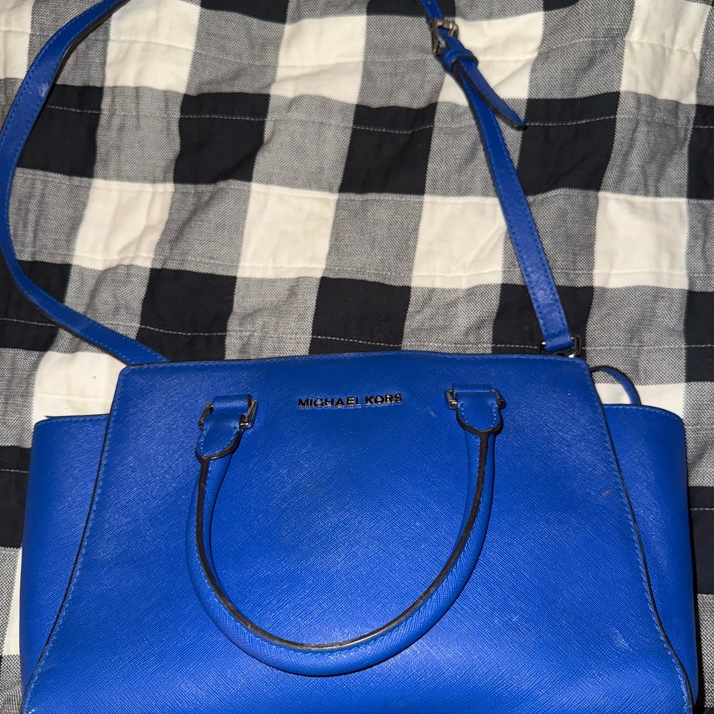 Michael Kors Blue Satchel with Structured Design